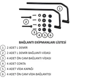 ABV Arora Cappucino Şeffaf Ön Cam 33.5x45 cm + Bağlantı Ekipmanı - 8