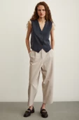 Önü Çift Pileli Pantolon Taş thumbnail 1