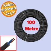 TTR CCA Çok Telli Elektrik Kablosu Topraklı Bakır İletken Damarlı Siyah Kablo 2x2.5 100 Metre - 1