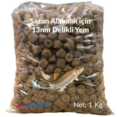 Hedyex 13nm Delikli Palet Yem 1Kg Sazan Alabalık için Delikli Yem - 1