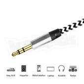 Diwu AUX Stereo 3.5mm Data Ses Örgü Kablo Beyaz - 5