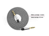Diwu AUX Stereo 3.5mm Data Ses Örgü Kablo Beyaz - 3