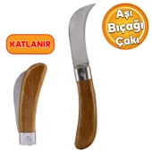 Plastik Saplı Bıçak Çakı Aşı Bıçağı Profesyonel Çelik Eğri Uçlu Bağ Ağaç Budama Aşı Çakısı 220 mm - 1