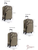 Louisiana Polo 3'lü Valiz Seti 4 Teker Kumaş Valiz Bej 1081 thumbnail 3