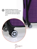 Louisiana Polo Büyük ve Kabin Boy Valiz Seti 4 Teker Kumaş Valiz Mor 1081 thumbnail 4