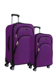 Louisiana Polo Büyük ve Kabin Boy Valiz Seti 4 Teker Kumaş Valiz Mor 1081 thumbnail 1