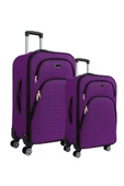 Louisiana Polo Büyük ve Orta Boy Valiz Seti 4 Teker Kumaş Valiz Mor 1081 - 1