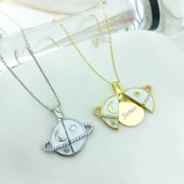 Vaoov 925 Ayar Gümüş İsimli Rodyum Kaplama Açılan Gezegen Kolye thumbnail 6