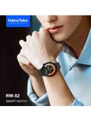 Haino Teko RW-52 Spor Akıllı Saat 3 Kordon Deri Metal Silikon SİYAH KASA - 3