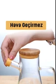 Bambu Kapaklı Cam Yağdanlık Vakumlu Borosilikat Cam Sirkelik Zeytinyağı Şişesi Yağlık 900 ml. - 4