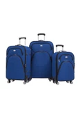 3'lü Valiz Seti 4 Teker Kumaş Valiz Saks Mavi 1081 thumbnail 1