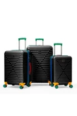 Louisiana Polo 3'lü Valiz Seti %100 Polikarbon Valiz 4x2 Teker Siyah 1088 thumbnail 1
