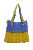B.Y. Trend Kadın Plaj Çantası Sarı Mavi Şişme Omuz Çanta Br03 - 1