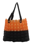 B.Y. Trend Kadın Plaj Çantası Turuncu Siyah Şişme Omuz Çanta Br06 thumbnail 1