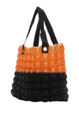 B.Y. Trend Kadın Plaj Çantası Turuncu Siyah Şişme Omuz Çanta Br06 thumbnail 2