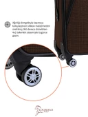 Louisiana Polo Büyük ve Orta Boy Valiz Seti 4 Teker Kumaş Valiz Kahve 1081 thumbnail 5