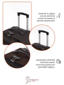 Louisiana Polo Büyük ve Kabin Boy Valiz Seti 4 Teker Kumaş Valiz Kahve 1081 thumbnail 4