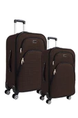 Louisiana Polo Büyük ve Orta Boy Valiz Seti 4 Teker Kumaş Valiz Kahve 1081 thumbnail 1