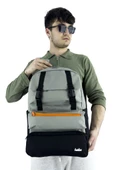 Trend Okul Sırt Çantası (Laptop Bölmeli) Gri- Siyah 1154 - 6