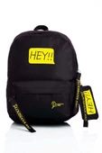 Laptop Bölmeli Okul Çantası Hey!!! Siyah Sarı 1525 - 1