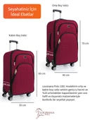 Louisiana Polo Orta ve Kabin Boy Valiz Seti 4 Teker Kumaş Valiz Bordo 1081 - 3