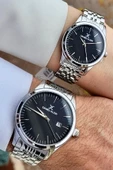 Daniel Klein DKISTE943 Kadranı Siyah Kordonu Gümüş Renk Sevgili Çift İki Kol Saati thumbnail 3