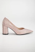 Simetrik Kesim Parlak Pudra Kalın Topuk Stiletto - 3