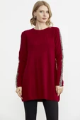 Leopar Şeritli Triko Tunik - Kırmızı - 2