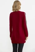 Leopar Şeritli Triko Tunik - Kırmızı - 5