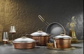 Brioni Copper 7 Parça Tencere Seti - Bakır - 1