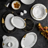 Jumbo Marble Bone 61 Parça 12 Kişilik Yemek Takımı - 1