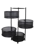 TRENDESK 4 Katlı Siyah Metal Patates Soğan Sebzelik - 1