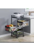 TRENDESK 3 Katlı Lux Siyah Metal Kare Patates Soğan Sebze ,meyve Sepeti ,sebzelik - 2