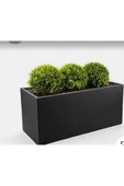 TRENDESK Galvaniz Sınır Saksılık, Çiçeklik ,çiçek Standı Texture Mat Siyah 25*60*50 - 1