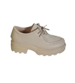 YAZKIŞ Kadın Krem Cilt Üzeri Bağcıklı Kalın Taban Günlük Ayakkabı thumbnail 2