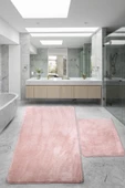 Relax Pudra 80x150 + 50x80 cm Büyük Ebat 2li Banyo Halısı Paspası Seti Kaymaz Klozet Takımı - 1