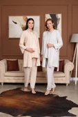 BirolGaye Bone Club 5711 Bej Hamile Lohusa 3 Lü Pijama Sabahlık Tk - 3