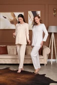 BirolGaye Bone Club 5711 Bej Hamile Lohusa 3 Lü Pijama Sabahlık Tk - 4