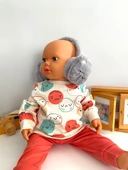 Neşeli Bebekler Kedi Desen 2-8 Yaş Arası Isıtıcı Boy Ayarlanabilir Kulaklık Gri - 3