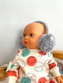 Neşeli Bebekler Kedi Desen 2-8 Yaş Arası Isıtıcı Boy Ayarlanabilir Kulaklık Gri - 1