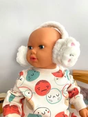 Neşeli Bebekler Kedi Desen 2-8 Yaş Arası Isıtıcı Boy Ayarlanabilir Kulaklık Beyaz - 1
