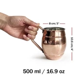 Shark Anatolia Grande Bakır Kupa Bardak 500ml Ayran Bira Meşrubat - 4