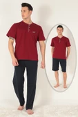 KANZ 3 Parça Erkek Soft Doğal Pamuk Pijama Damat Seti - 9