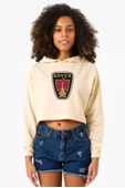 Vikings Rover Amblem Bej Kadın Crop Kapşonlu thumbnail 1