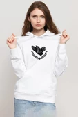 Violet Evergarden Anime CH Postal Company Logo Beyaz Kadın 3ip Kapşonlu Sweatshirt thumbnail 1