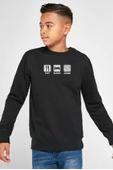 Eat Sleep Anime Siyah Çocuk 2ip Sweatshirt - 1