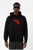 Friday The 13th Letter Logo Siyah Erkek 3ip Kapşonlu Sweatshirt thumbnail 1