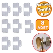 Dolap Kapak Tas Taş Menteşe Tamir Sacı Saç Nobel Pratik Onarım Kiti 6,5x9 cm Yuva Tablası 8 Adet - 1