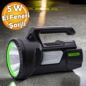 Şarjlı Çok Fonksiyonlu Sarj Edilebilir Projektör Fener Led El Lambası Feneri 5W 4800 Mah Beyaz Işık - 1