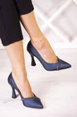 Erkan Saçmacı Roland Lacivert Saten Taşlı Kadeh Topuklu Stiletto thumbnail 1